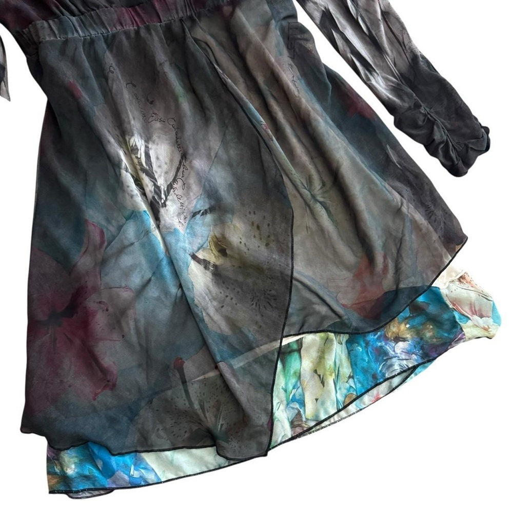 Y2K whimsygoth euro floral tie dye long sleeve baby doll dress Elisa cavaletti - Picture 3 of 8